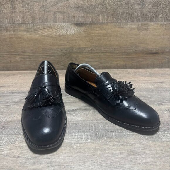 Florsheim Black Leather Tasseled Kiltie Wingtip Loafers Men's Size 12 - Picture 5 of 6